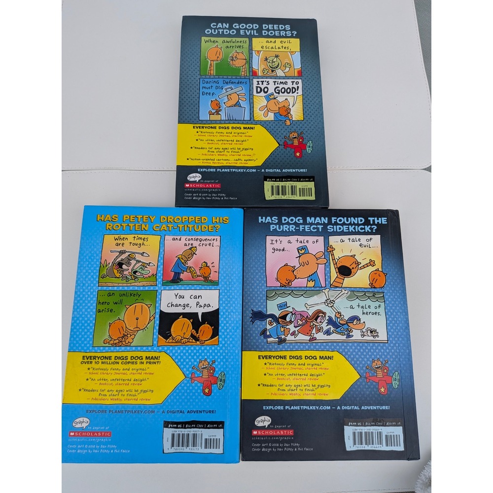 Dog Man Dav Pilkey Graphic Novel Lot 3 Books Lord of the Fleas Cat Kid Hardcover - Picture 2 of 4